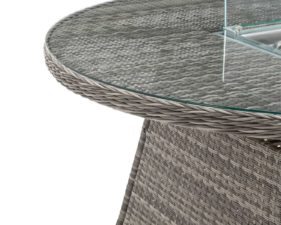 Circular Rattan Dining Table with Fire Pit in Grey 3