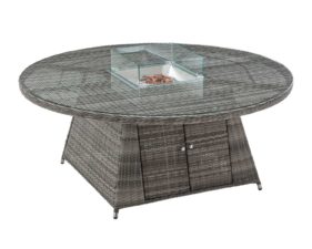 Large Circular Dining Table with Fire Pit in Grey 1