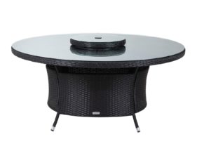 Large Round Rattan Garden Dining Table with Lazy Susan in Black 1