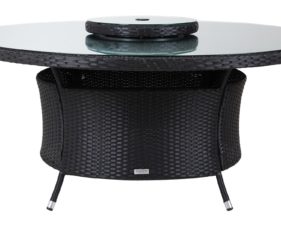 Large Round Rattan Garden Dining Table with Lazy Susan in Black 2