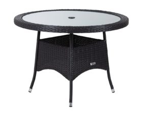Small Round Rattan Garden Dining Table in Black 1