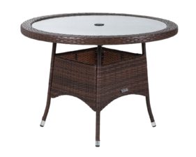 Small Round Rattan Garden Dining Table in Chocolate Mix 1