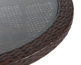 Small Round Rattan Garden Dining Table in Chocolate Mix 2