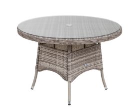 Small Round Rattan Garden Dining Table in Grey 1